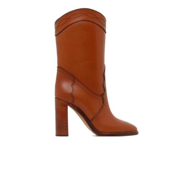 Saint Laurent Kate 90 Tuscan Leather Western Boots - Picture 3 of 12